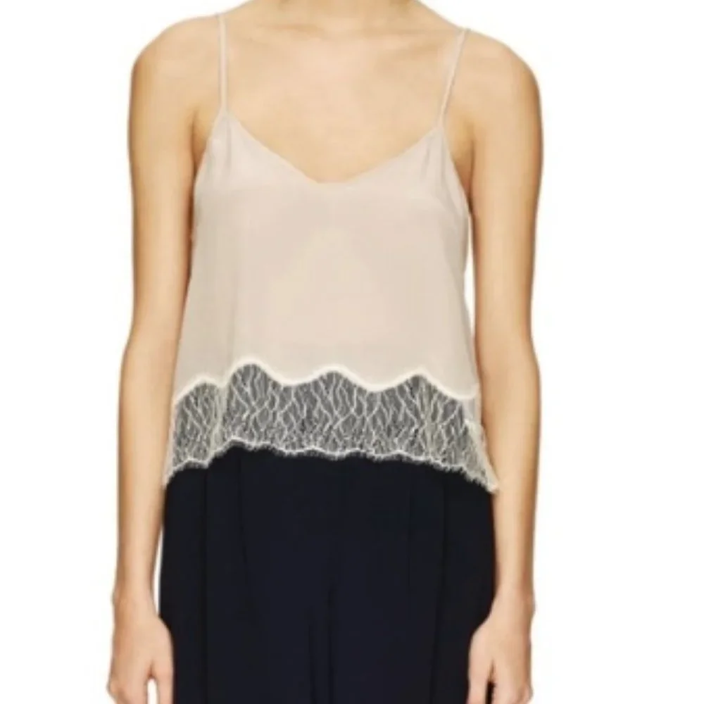 Aritzia Wilfred "Chimere" purple lace-trimmed silk cami (size M) - Picture 1 of 7